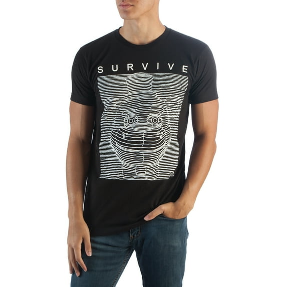Five Nights Black and White Survive Shirt, Sketch White High Density Lines Design, T-Shirt with Message FNAF-XX-Large