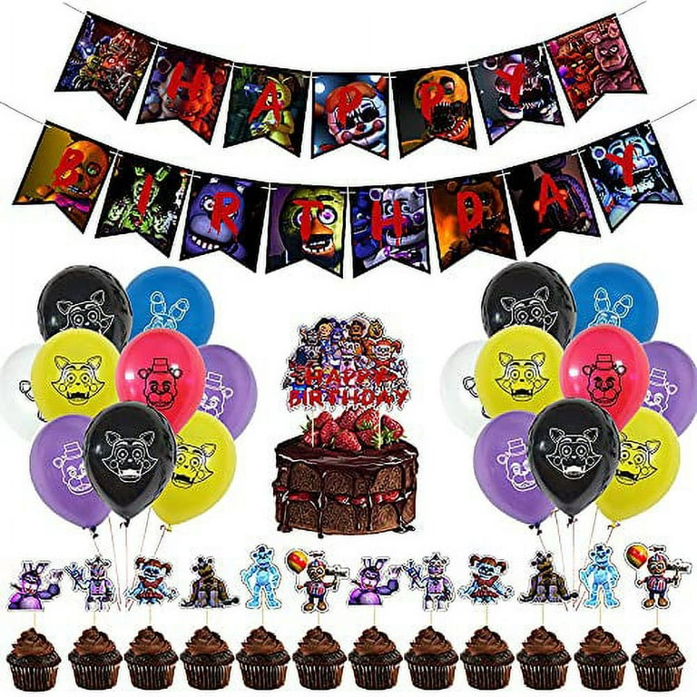 Fnaf Birthday Party Decor, Cake Toppers Balloons