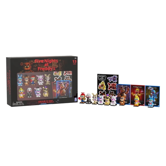 Five Nights At Freddys (FNAF) Ultimate Grab N Go Bundle Series 2 Collectible Microfigures, Card Stand, Collectible Trading Cards, Sticker Sheet Officially Licensed By PhatMojo