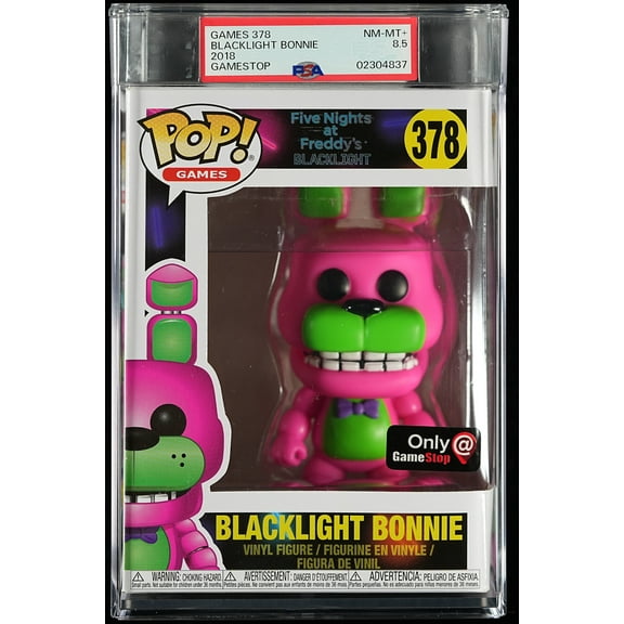 Five Nights at Freddy's, PSA Graded 8.5 NM-MT+, Blacklight Bonnie Collectible Vinyl Figure #378, Fully Encapsulated Bundle with Compatible Funko Pop! PSA Hard Protector Case