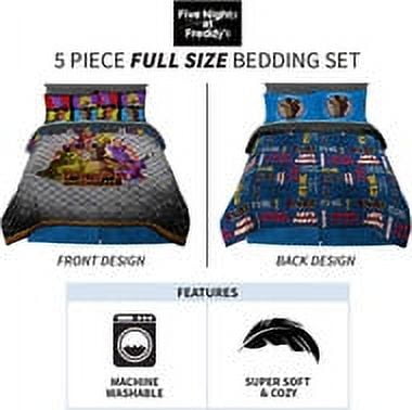 Five Nights at Freddy's Kids Bed in a Bag Bedding Set, Pizza Security, 5Pc  Full 