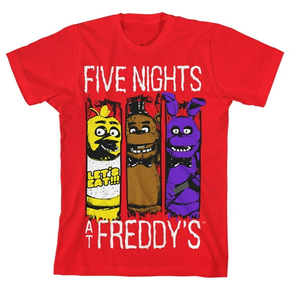 Five Nights at Freddy's Animatronics Character Art Boy's Red T-shirt-L