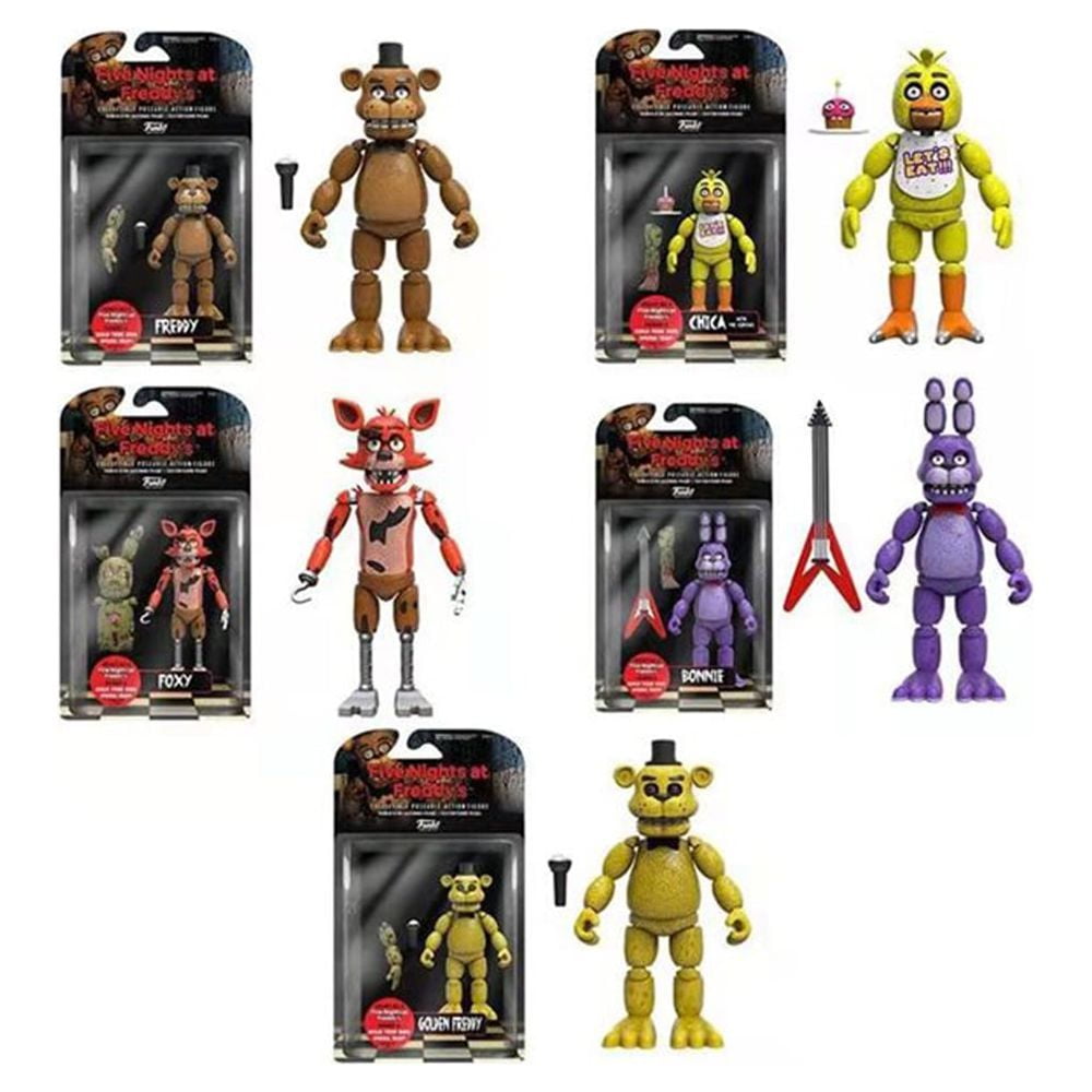 Toysvill Inspired by Five Nights at Freddy Game Action Figures Toys (FNAF)  Toy, Set 6 pcs, Height 6in [Nightmare Foxy, Freddy, Bonnie, Fazbear, Chica