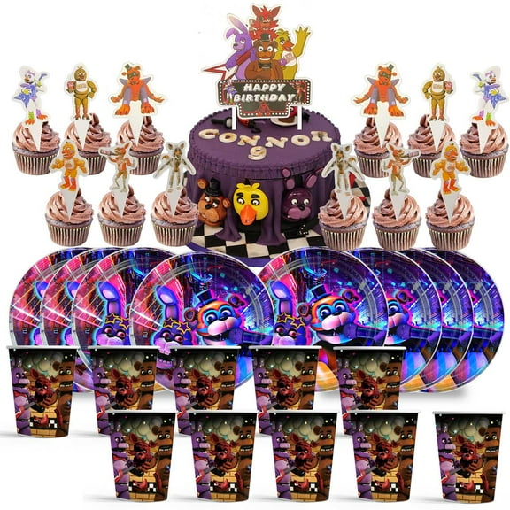 Five Nights at Freddy's Birthday Cups Party Supplies Plates Decorations Cake Topper Decor