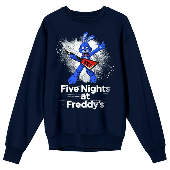 Five Nights at Freddy's Bonnie With Guitar Men's Navy Blue Crew Neck Sweatshirt - 3XL