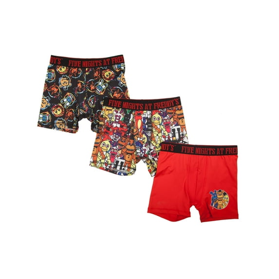 Five Nights at Freddy's Boy's Moisture Wicking Polyester Boxer Briefs, Multicolor (3 Pack)