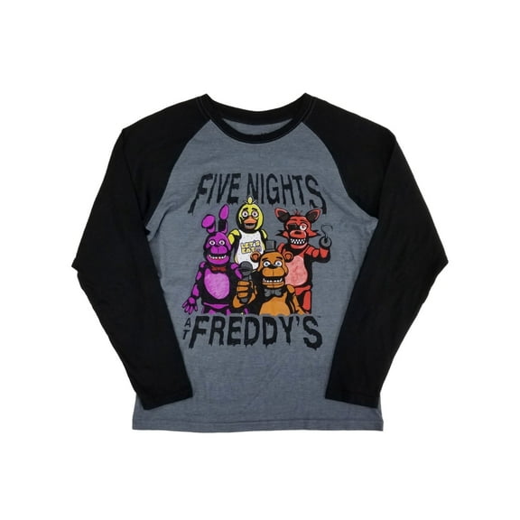Five Nights at Freddy's Boys Gray/Black Raglan Tee Long Sleeve T-Shirt
