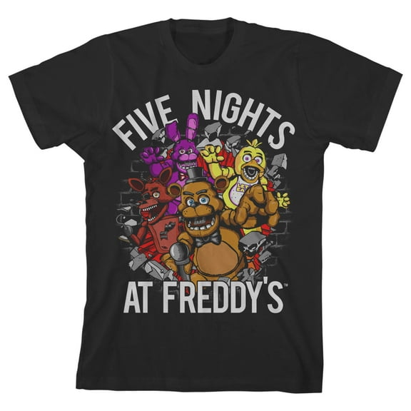 Five Nights at Freddy's Breaking Walls Boy's Black T-shirt-Medium