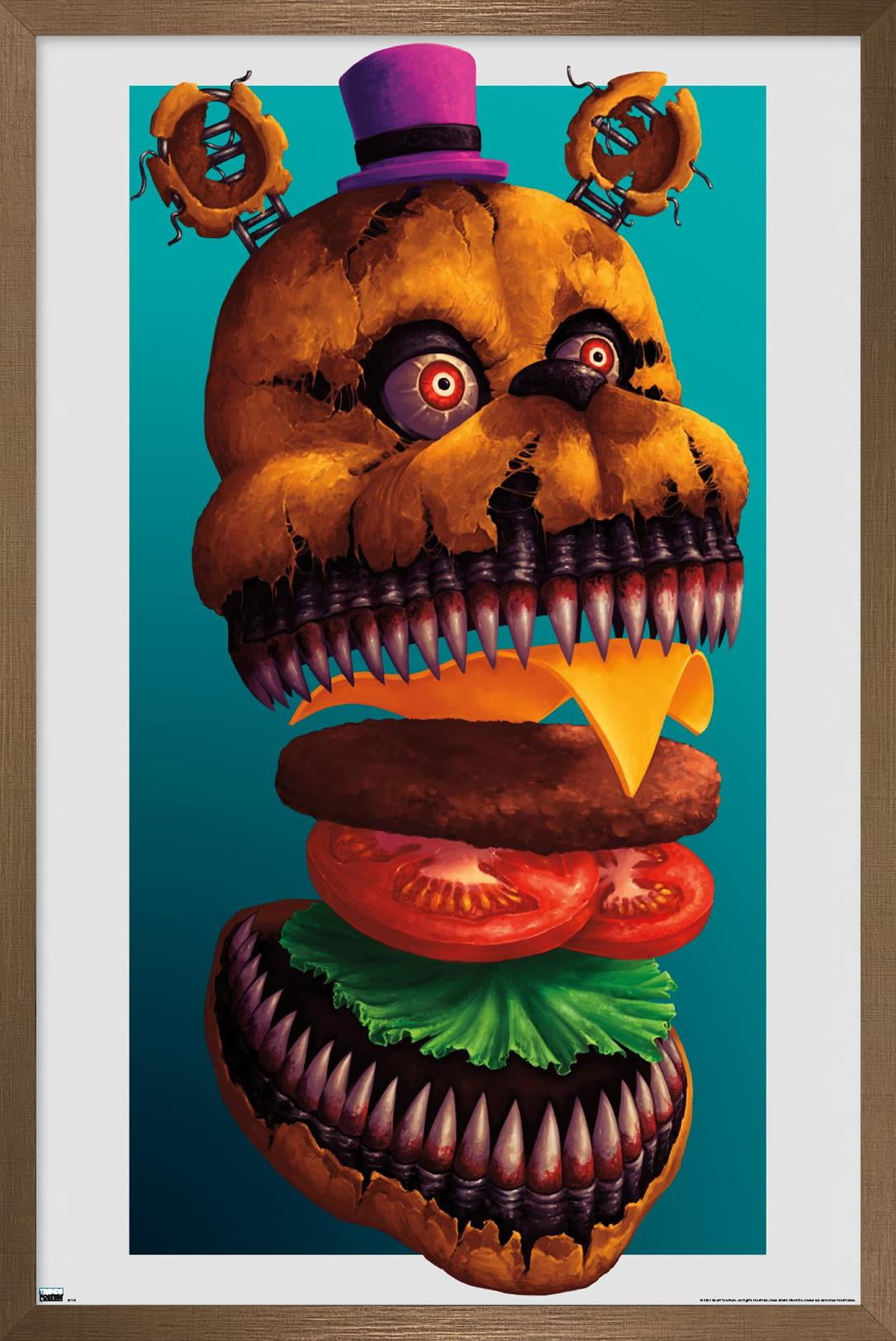 Five Nights at Freddy's - Burgers Wall Poster, 14.725" x 22.375" Framed