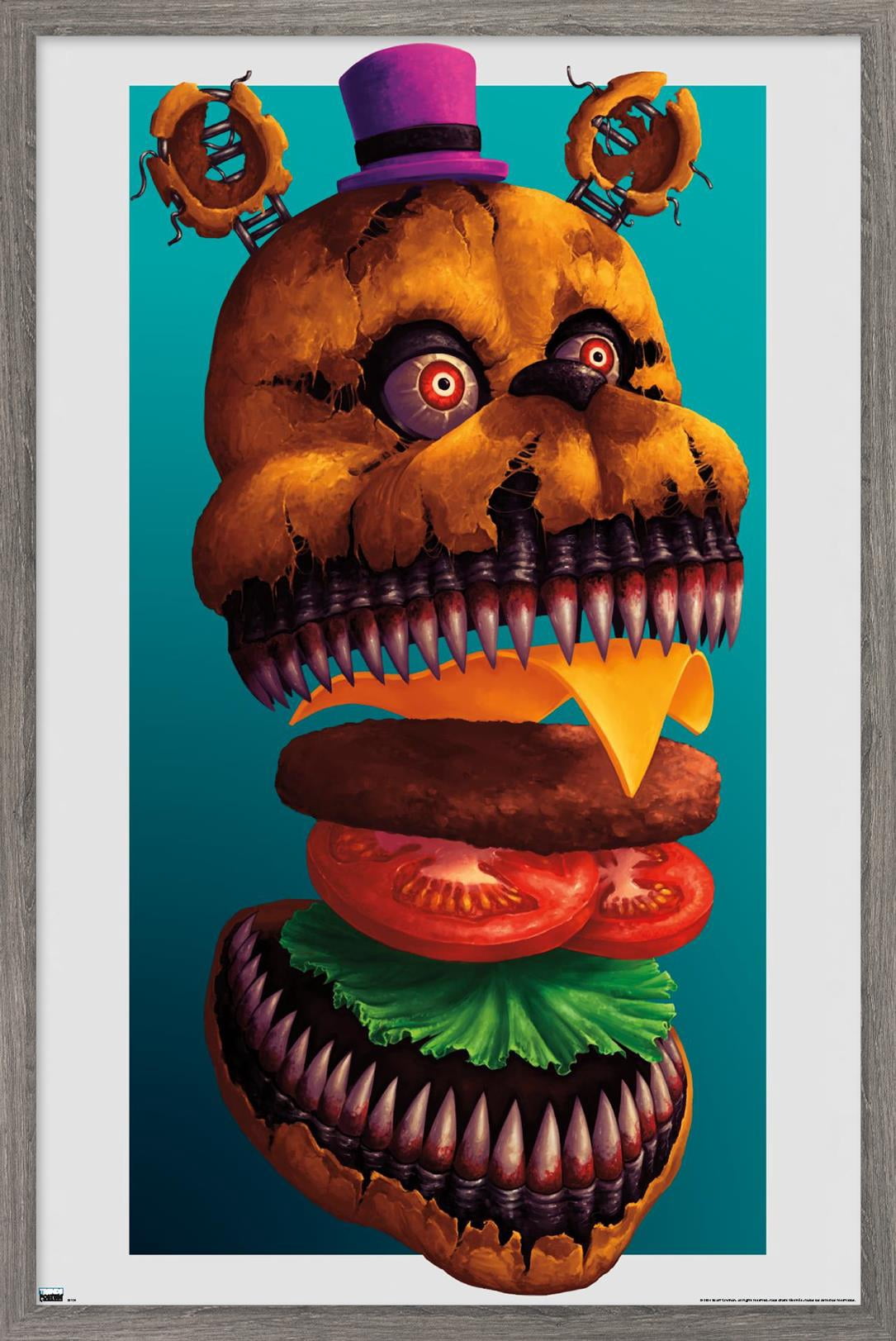 Five Nights at Freddy's - Burgers Wall Poster, 14.725" x 22.375" Framed