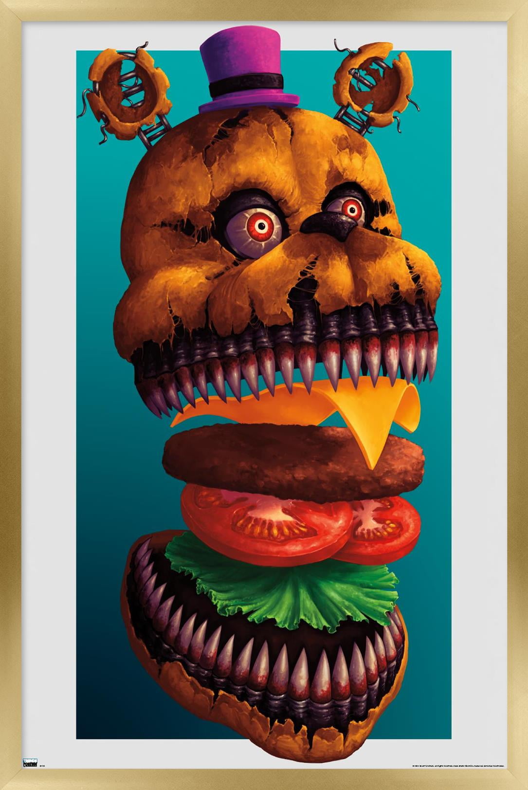 Five Nights at Freddy's - Burgers Wall Poster, 22.375" x 34" Framed