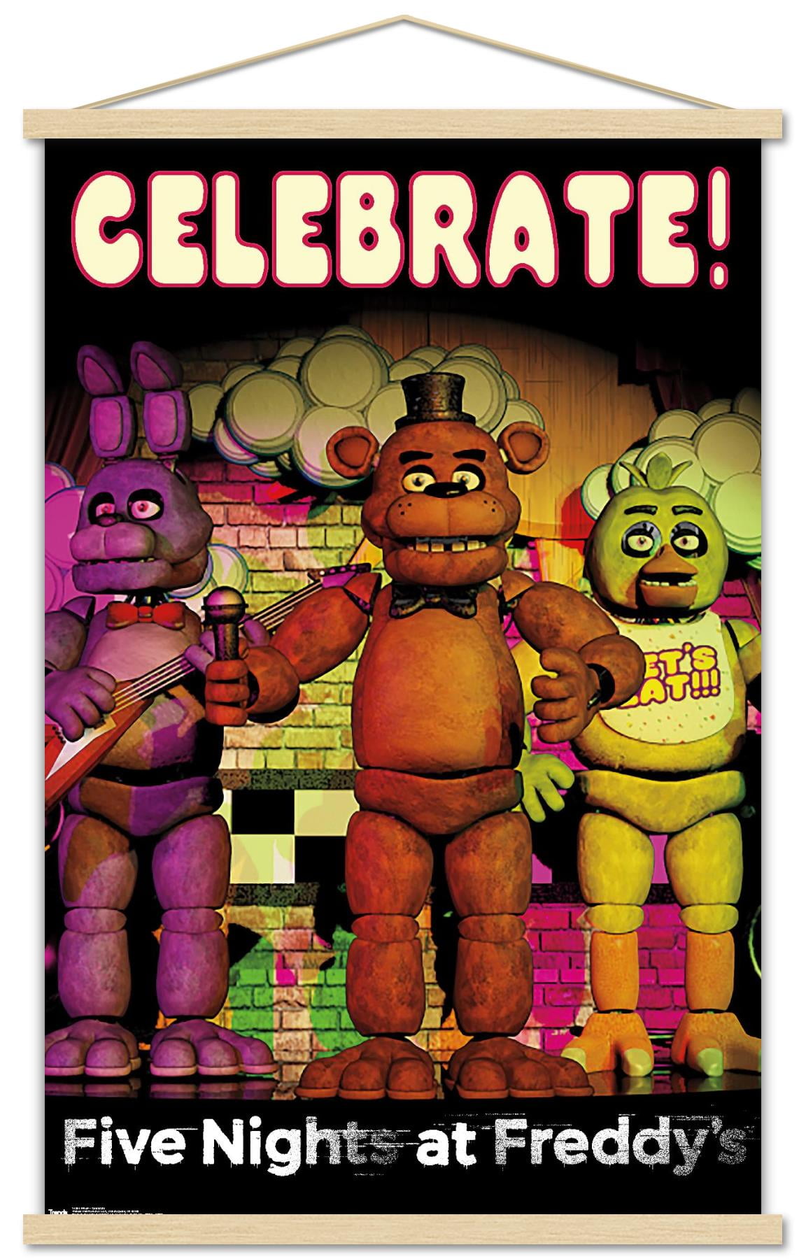 Five Nights at Freddy's - Celebrate Wall Poster with Wooden