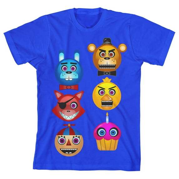Five Nights at Freddy's Character Faces Boy's Royal Blue T-shirt-Small