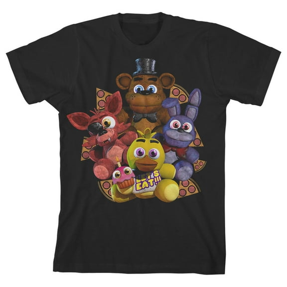 Five Nights at Freddy's Character Plushies Boy's Black T-shirt-Medium