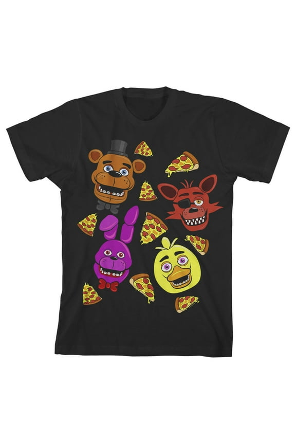 Characters And Pizza Boy's Black T-shirt-XS