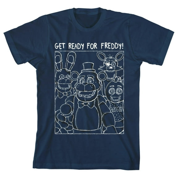 Five Nights at Freddy's Characters Get Ready for Freddy Boy's Navy T-shirt-S