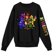 Five Nights at Freddy's Characters and Multi-Color Sleeve Title Adult Crew Neck Sweatshirt-Medium