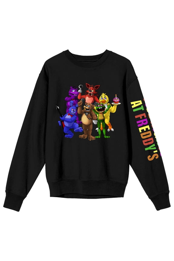 Characters and Multi-Color Sleeve Title Adult Crew Neck Sweatshirt-XXL