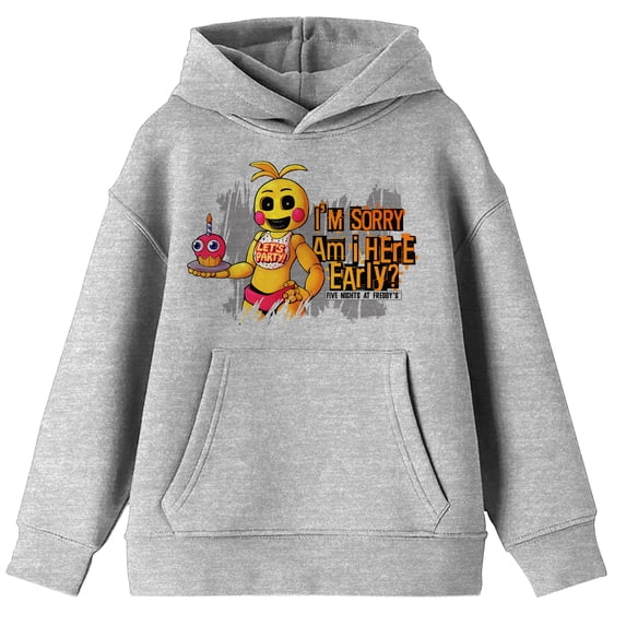 Five Nights at Freddy's Chica Let's Go Somewhere Private So I Can Eat You Youth Heather Gray Graphic Hoodie - XXL