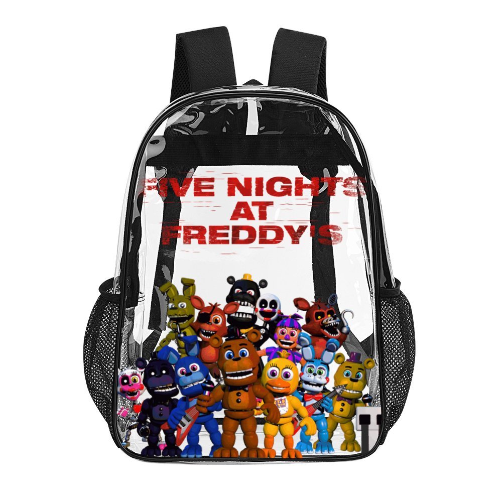Five Nights at Freddy's Clear Backpack Heavy Duty Transparent Bag See Through Bookbag for School, Work, Sport, College, Travel