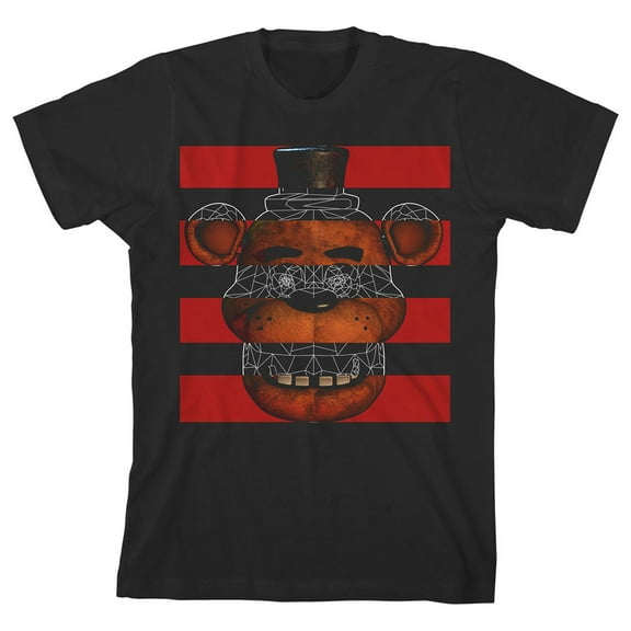 Five Nights at Freddy's Fazbear Face Flag Boy's Black T-shirt-S