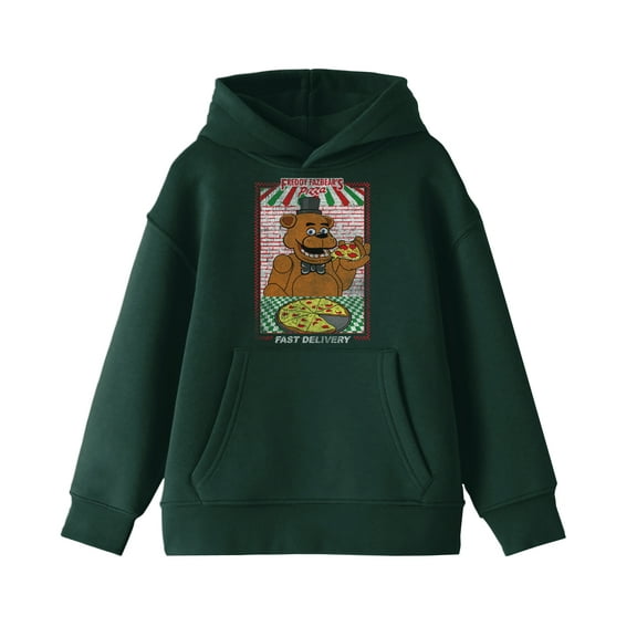 Five Nights at Freddy's Fazbear's Pizza Ad Boy's Forest Green Sweatshirt-X-Large