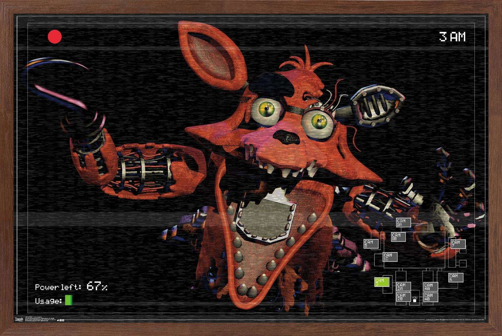Five Nights at Freddy's - Foxy Camera Wall Poster, 14.725" x 22.375", Framed