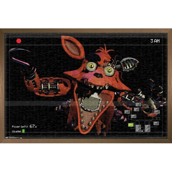 Five Nights at Freddy's - Foxy Camera Wall Poster, 14.725" x 22.375", Framed
