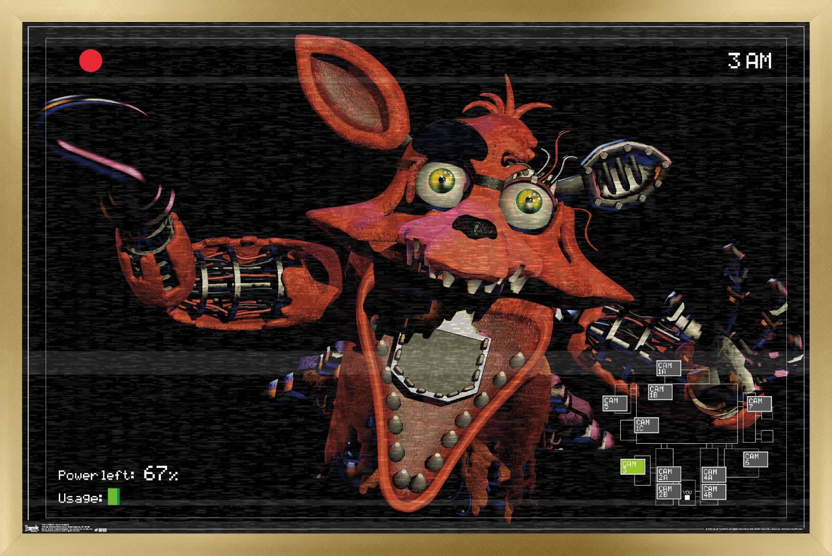 Five Nights at Freddy's - Foxy Camera Wall Poster, 14.725" x 22.375", Framed