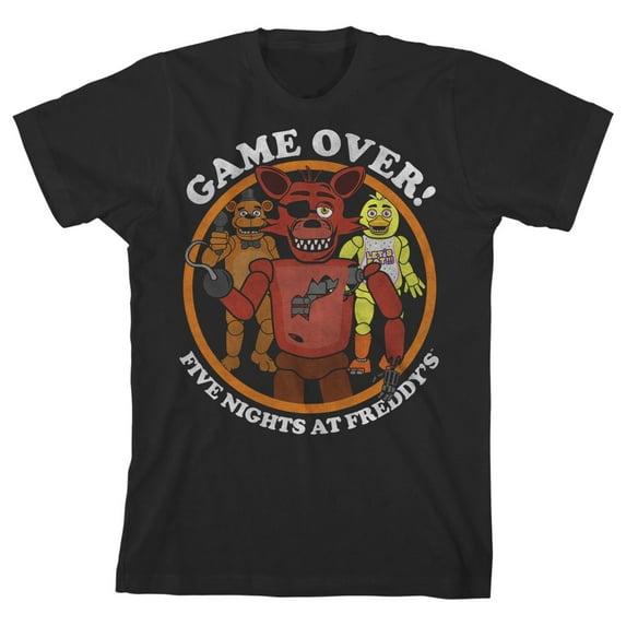 Five Nights at Freddy's Foxy Game Over Boy's Black T-shirt-XL