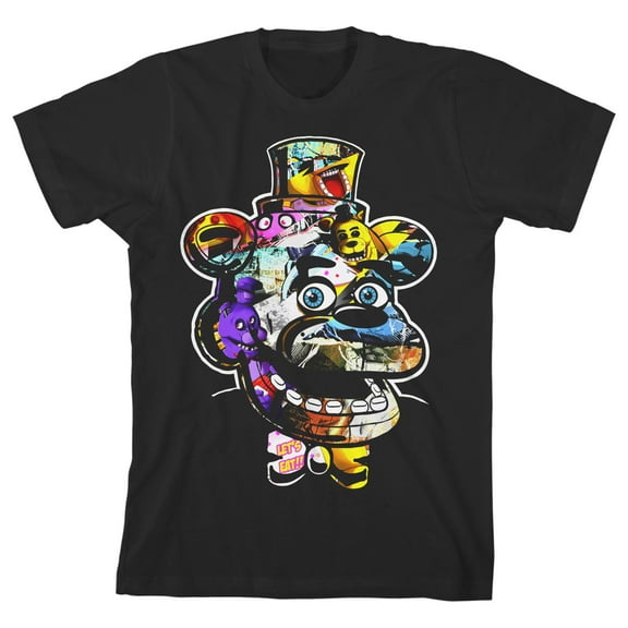 Five Nights at Freddy's Freddy Face Graphics Boy's Black T-shirt-Small