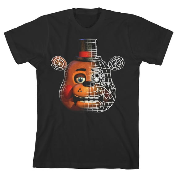 Five Nights at Freddy's Freddy Face Split Boy's Black T-shirt-Large