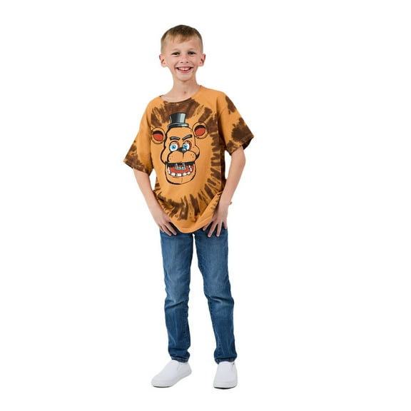 Five Nights at Freddy's Freddy Fazbear Character Tie Dye Youth Boy's Short Sleeve Tee Large