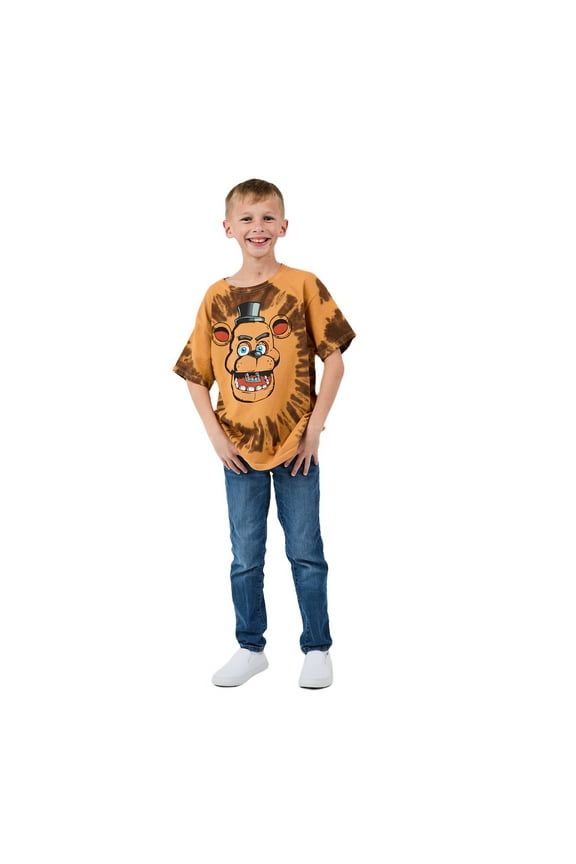 Freddy Fazbear Character Tie Dye Youth Boy's Short Sleeve Tee Large