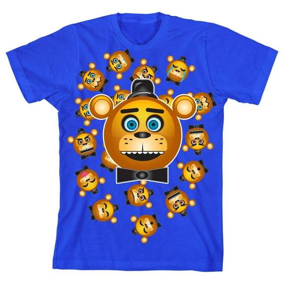 Five Nights at Freddy's Freddy Fazbear Heads Boys Royal Blue T-shirt-L