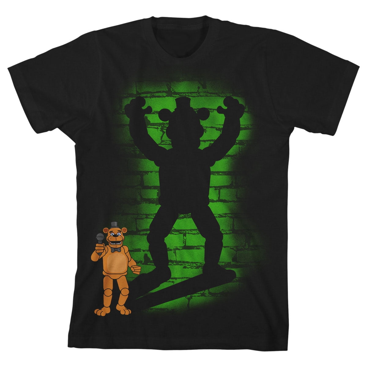 Five Nights at Freddy's Freddy Fazbear Shadow Boy's Black T-shirt-Small