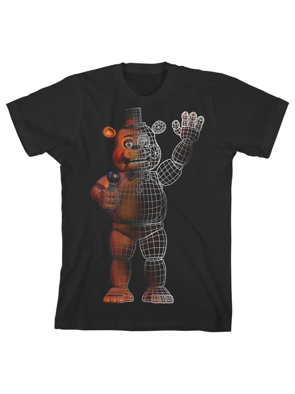 Freddy Fazbear Split Boys Black T-shirt-Large