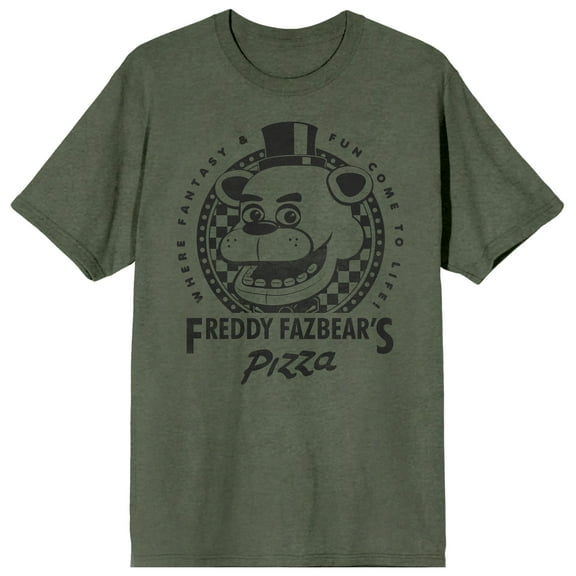 Five Nights at Freddy's Freddy Fazbear's Pizza Men's Sage Green Short Sleeve Tee-Medium