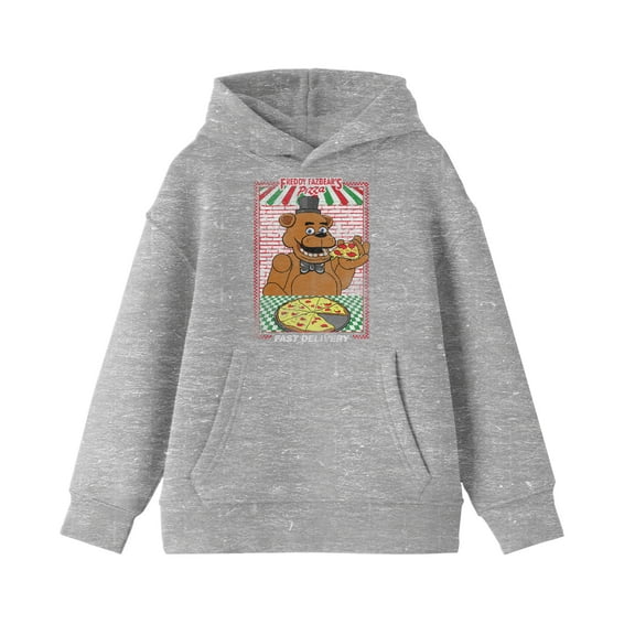 Five Nights at Freddy's Freddy's Pizza Ad Boy's Heather Grey Sweatshirt-L
