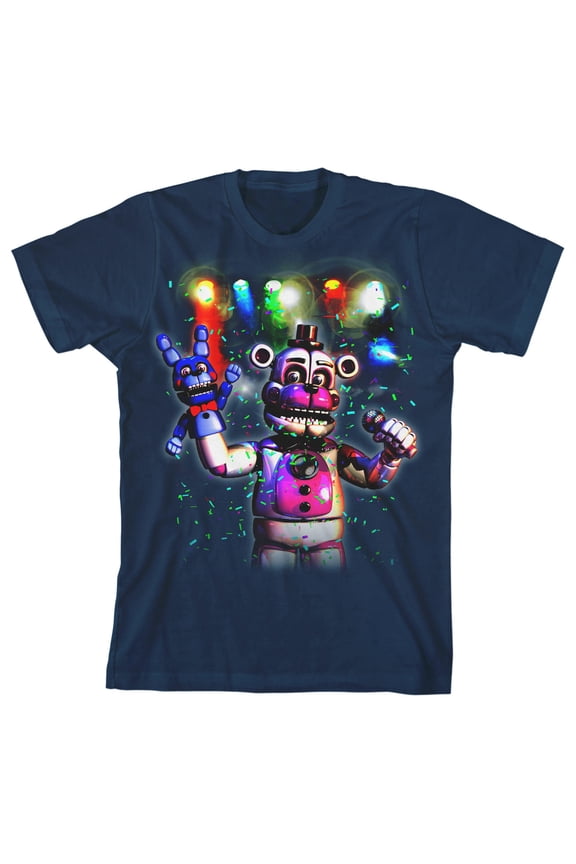Funtime Freddy Colored Lights Boy's Navy T-shirt-Medium
