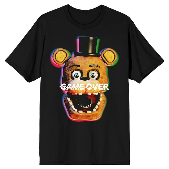 Five Nights at Freddy's Game Over Freddy Fazbear Men's Black T-shirt-4XL