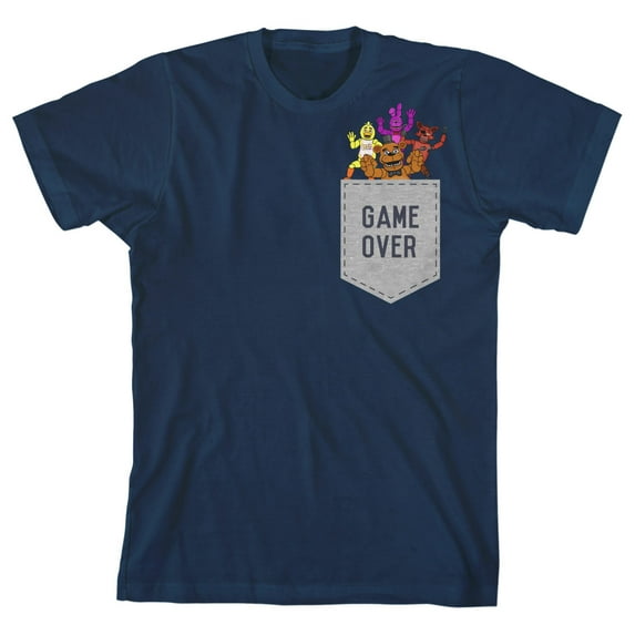 Five Nights at Freddy's Game Over Pocket Boy's Navy T-shirt-Small