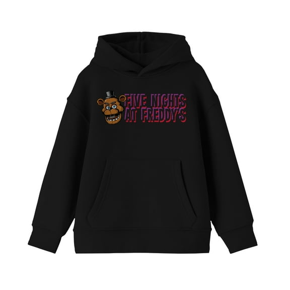 Five Nights at Freddy's Horror Video Game Text Youth Boys Black Hoodie-M