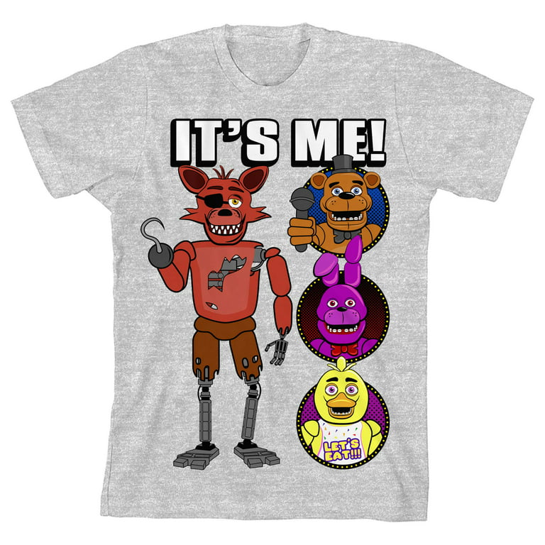 Five Nights at Freddy's It's Me! Foxy and Friends Boy's Heather Grey T-shirt-Medium