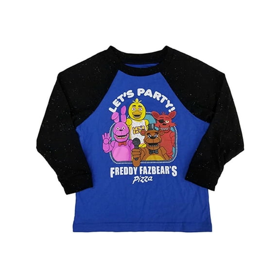Five Nights at Freddy's Little Boys Let's Party Raglan Long Sleeve Shirt - size Medium (5/6)