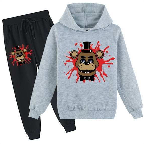 Five Nights at Freddy's Long Sleeve Hoodie and Sweatpants Set-Teen 2 Piece Pullover Sweatshirt Hooded Suit(8-16 Years)