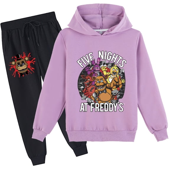 Five Nights at Freddy's Long Sleeve Pullover Hoodies and Sweatpants Set-Casual Hooded Tracksuit 2 Piece Outfits for Teen