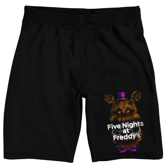 Five Nights at Freddy's Men's Black Graphic Lounge Shorts-Medium