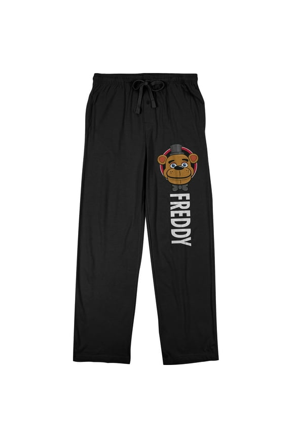 Men's Video Game Freddy Fazbear Black Sleep Pajama Pants-Medium