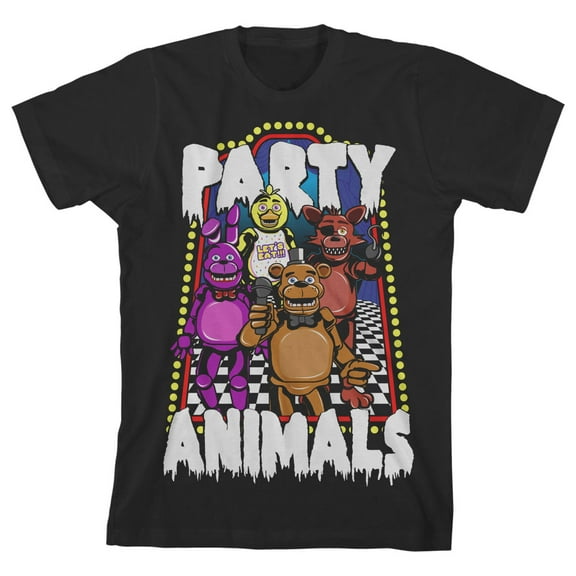 Five Nights at Freddy's Party Animals Boys Black T-shirt-M